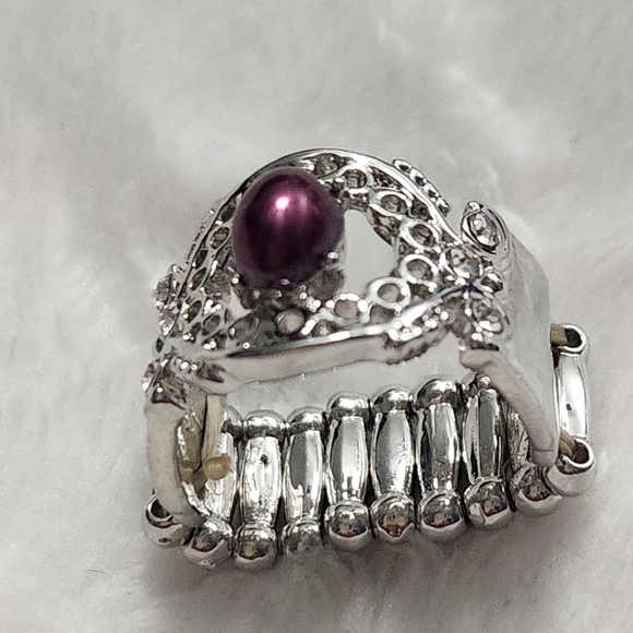 NWOT Purple stone with white stones ring- Nickle and lead free - Picture 3 of 4
